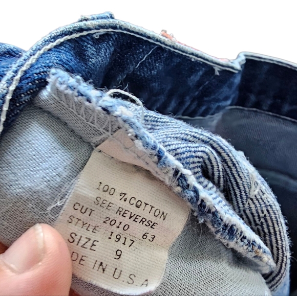 Vintage 90s No Excuses Brand Denim Raw Hem High Rise Two Tone Jeans Size 9 - Picture 7 of 7